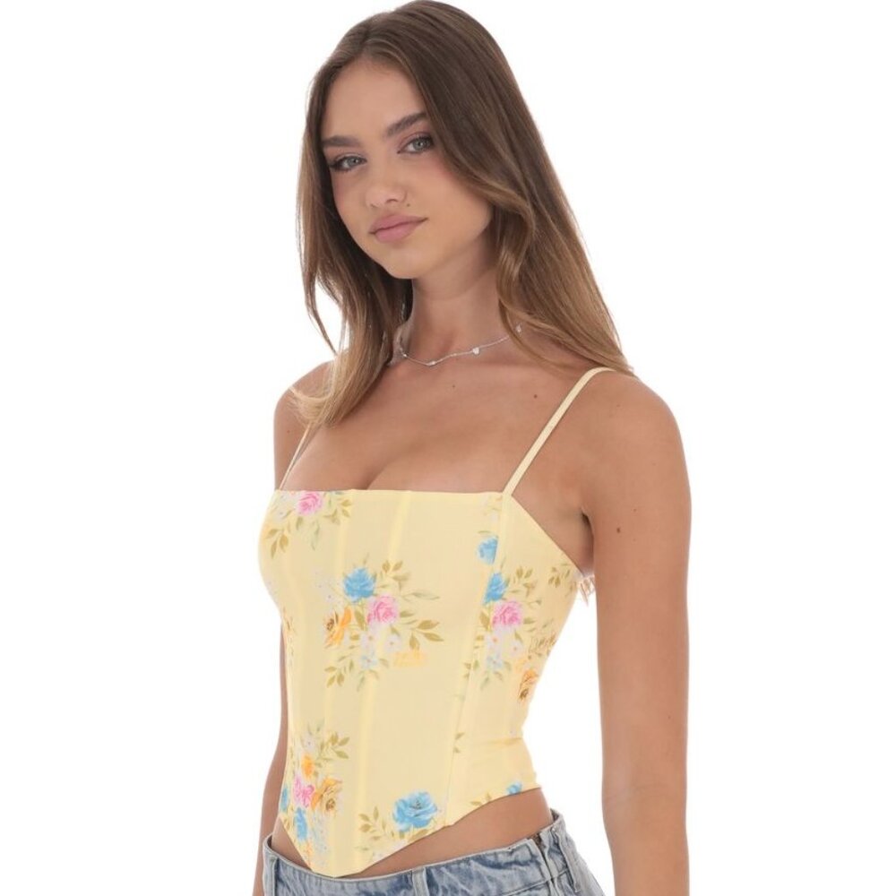 LUCY IN THE SKY YELLOW FLORAL CORSET TOP - Picture 3 of 3